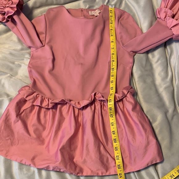 TED BAKER LONDON sherry dusky pink stretch peplum bell sleeve blouse size 0 XS - Picture 12 of 12